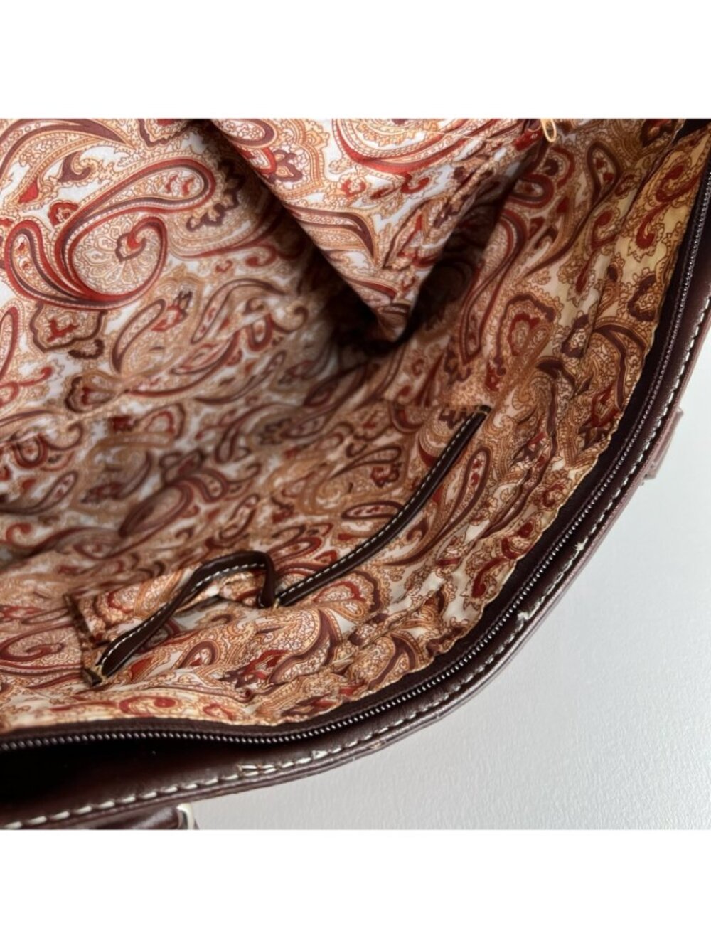 Silverake Shoulder Tote Bag Fleur De Lis Rhinestone Studded Croc Textured Brown - Picture 13 of 16